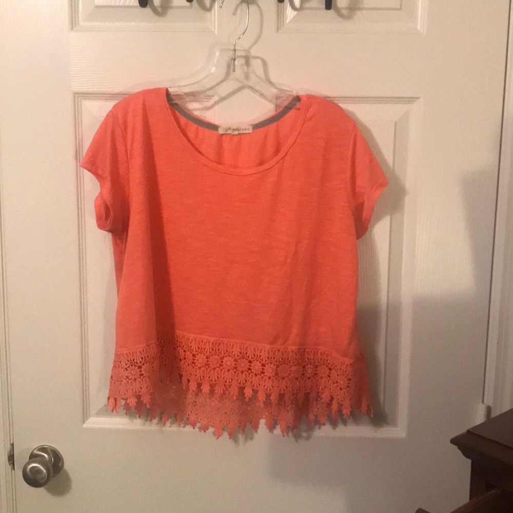 Rewind Crop Top Embroidery Peach Large